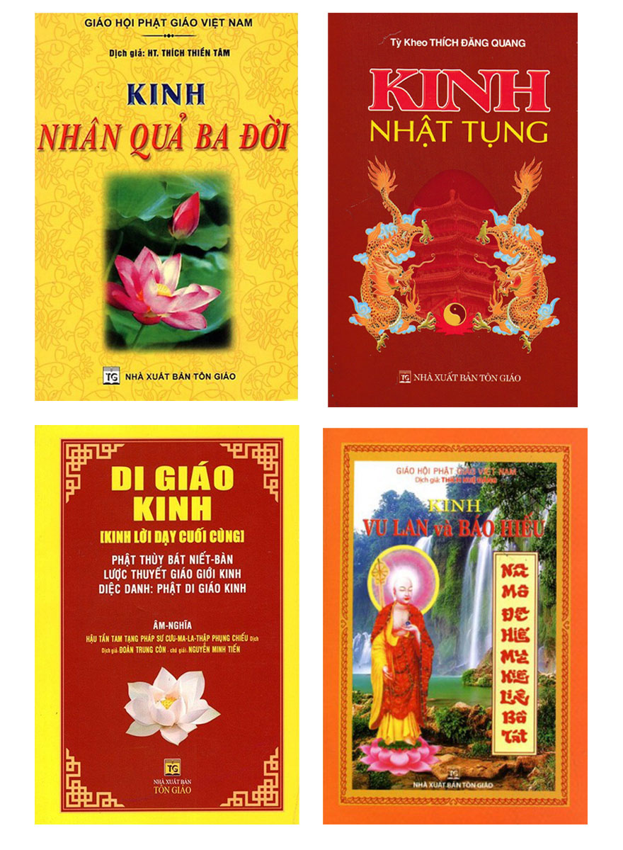 Combo Kinh Nhân Quả Ba Đời + Kinh Nhật Tụng Rồng + Di Giáo Kinh - Kinh Lời Dạy Cuối Cùng + Kinh Vu Lan Và Báo Hiếu  _QB