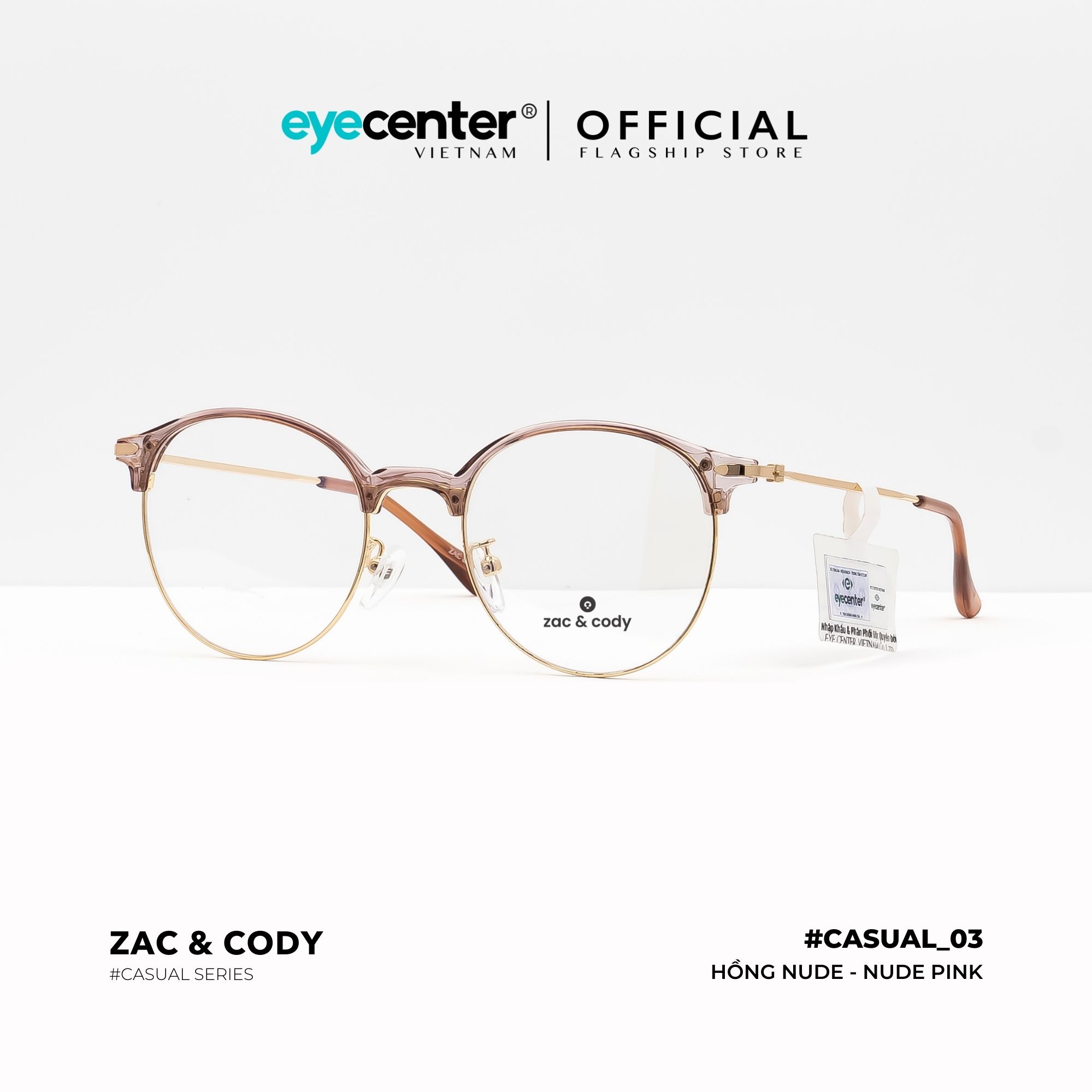 Gọng kính cận nam nữ chính hãng ZAC CODY kim loại chống gỉ nhiều màu C03-S by Eye Center Vietnam