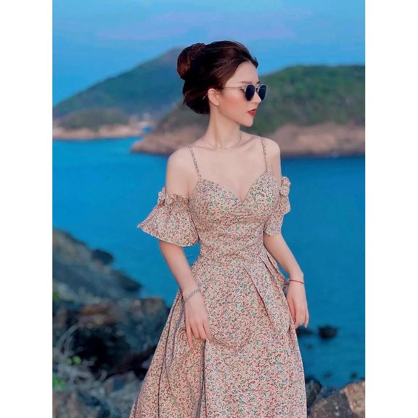 Đầm váy nữ hoa 2 miều đi biển hợp lí dáng maxi thân dài tôn dáng trẻ trung sang trọng thanh lịch siêu xinh Hàn Quốc