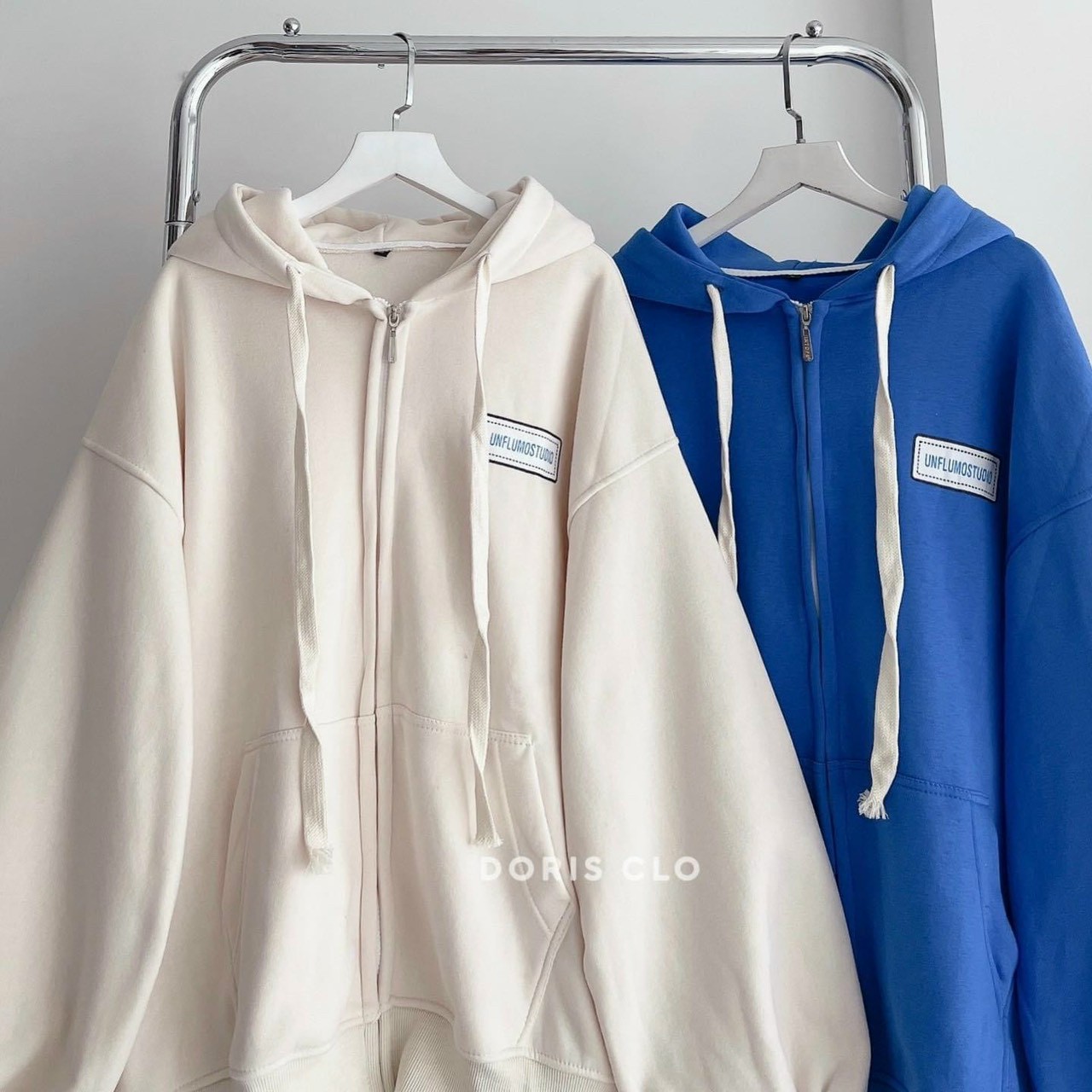 Áo Khoác Hoodie Thun Nỉ UNFLUMOSTUDIO Có Nón Mũ 2 Lớp , Khóa Kéo Zip Form Rộng Unisex hàn Quốc - Nam Nữ Cặp Đôi Thu Đông