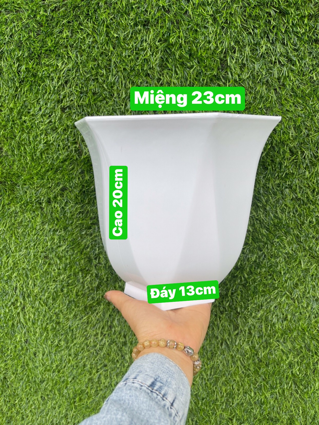 Chậu Nhựa Trồng Cây Cảnh, Hoa Trong Nhà Linh Lan Kt 23 x20cm Màu Trắng