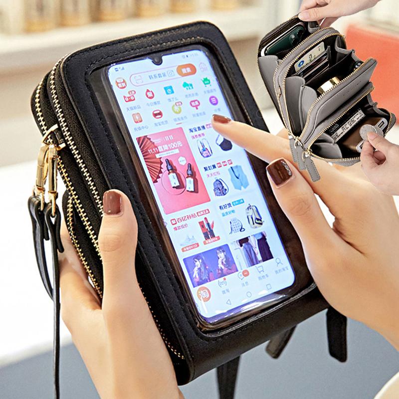 Cảm Ứng Điện Thoại Đeo Vai Nữ Đa Năng Bỏ Túi Mini Đeo Chéo Túi Ví Đựng Thẻ Nữ Nhỏ Nữ Túi