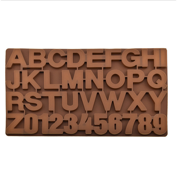 Khuôn silicon dẻo chữ A-Z và số 0-9 loại to dùng đổ socola , kẹo dẻo (màu ngẫu nhiên)…GD401-Khuondeo-chuso