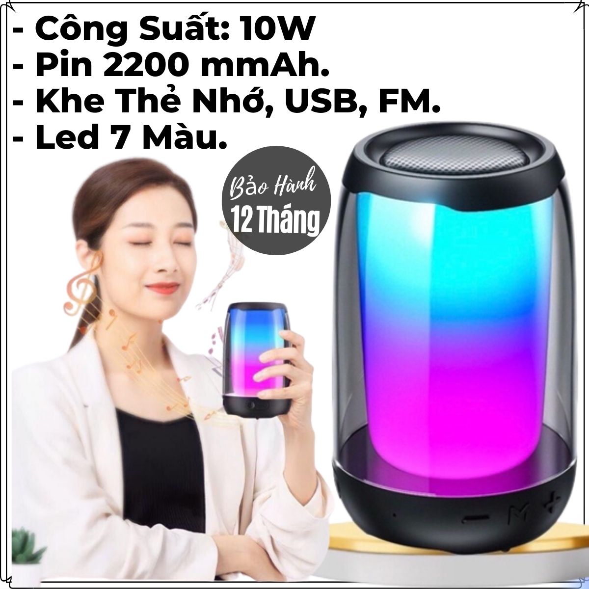 Loa Bluetooth Pluse 4 Mini Nghe Nhạc Công Suất Lớn, Bass Mạnh, Led Đổi Màu, Có Khe Cắm Thẻ Nhớ, USB, FM.. Công Suất 10w