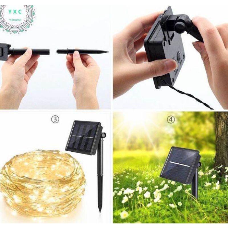 1 BỘ DÂY ĐÈN LED CẢM BIẾN CHẠY BẰNG ĐIỆN NĂNG LƯỢNG MẶT TRỜI ĐÈN SIÊU ĐẸP ÁNH SÁNG CỰC CHẤT
