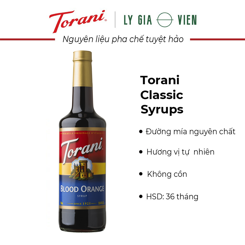 Siro Pha Chế Vị Cam Đỏ Torani Classic Blood Orange Syrup 750ml Mỹ - Hàng Chính Hãng