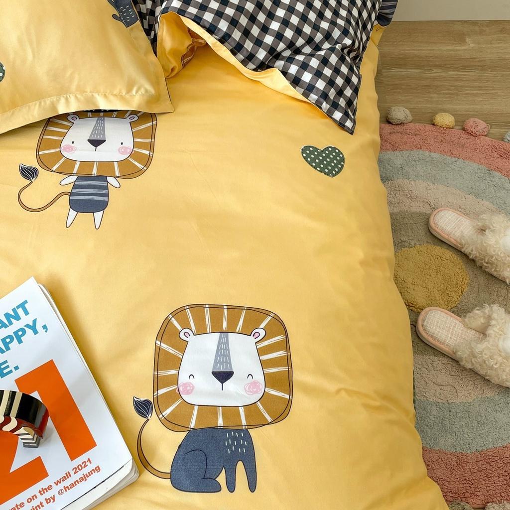 Bộ chăn ga gối Cotton poly M2T bedding, vỏ chăn mền, drap ga giường và 2 vỏ gối n tử vuôngằm - PL Sư