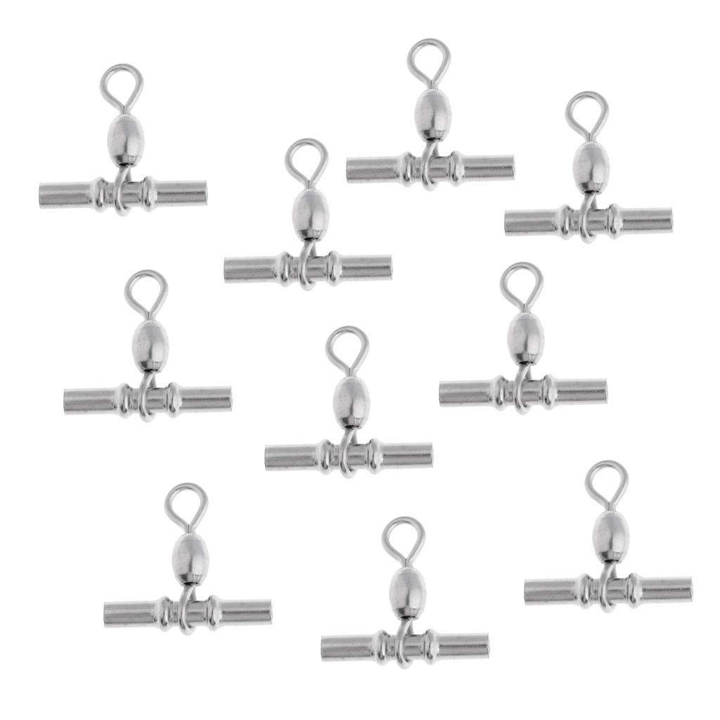 10pcs Fishing Crimp Swivel Cross-line Crane Swivel Tackle Connector