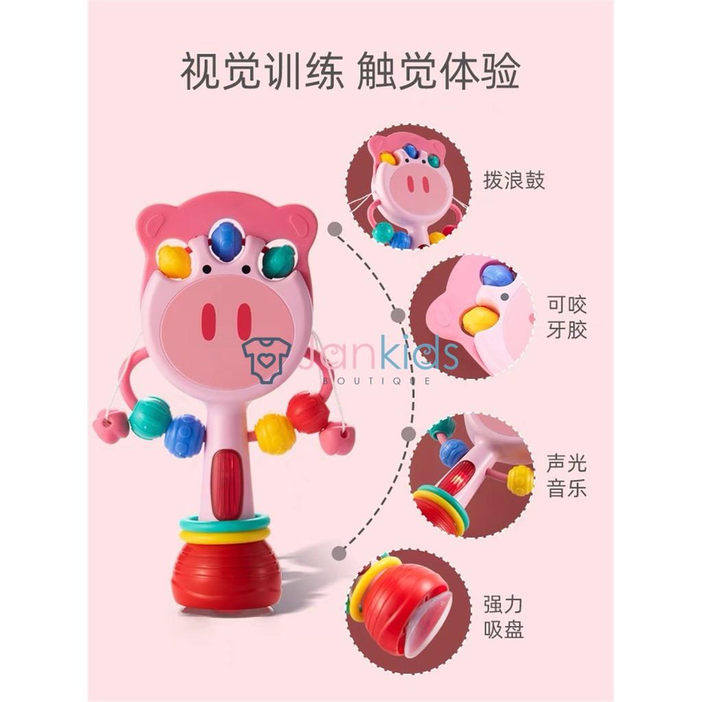 Đồ chơi xúc xắc cầm tay có đèn kèm gặm nướu 2 trong 1 BABYTRY cho bé trên 18 tháng tuổi