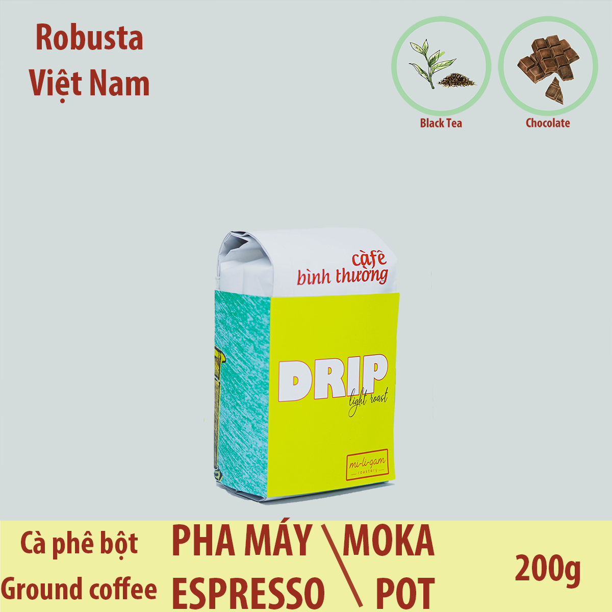 Pha Espresso / Cà phê Bột - 200g | mi-li-gam roastery #miligam cà phê rang xay pha máy espresso, pha máy văn phòng, moka pot