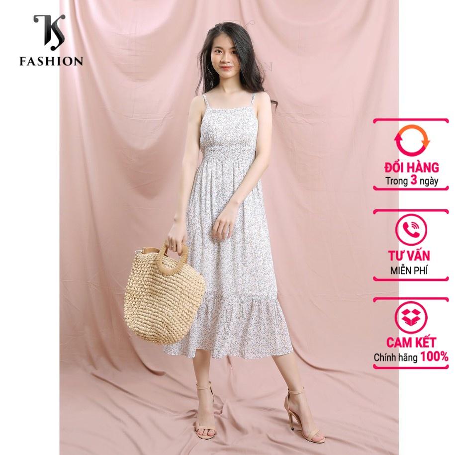 Đầm maxi nữ 2 dây chun eo tiểu thư - Váy nữ đuôi cá nhún gấu TK FASHION DK936