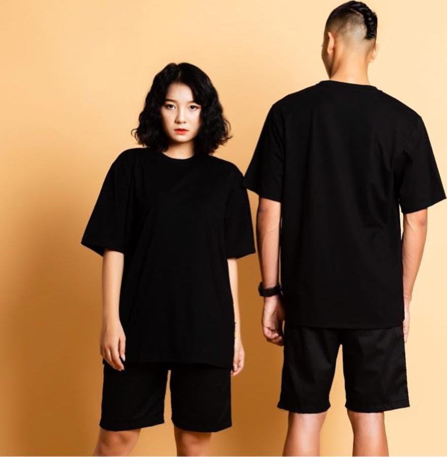 Hình ảnh Áo thun Oversize Trắng Trơn Form Rộng Tay Lỡ Unisex Streetwear - Đen - XL