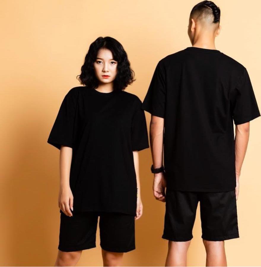 Áo thun Oversize Trắng Trơn Form Rộng Tay Lỡ Unisex Streetwear - Đen - L