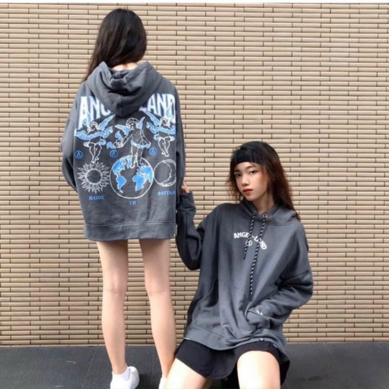 Áo hoodie nỉ ngoại in ANGEL LAND rõ đẹp, không bong tróc