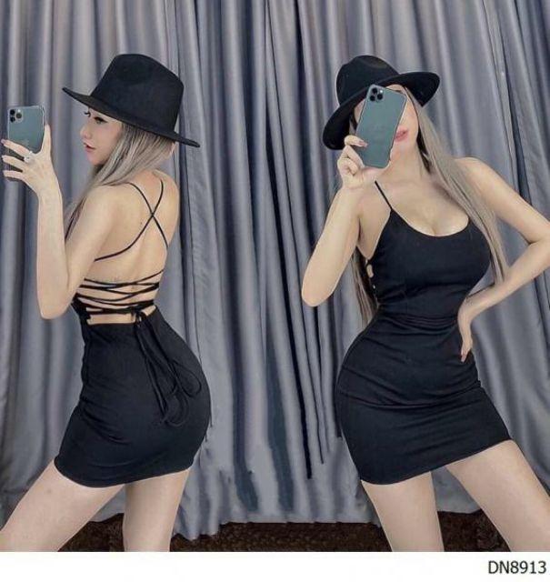 Đầm 2 dây hở lưng đan dây sexy