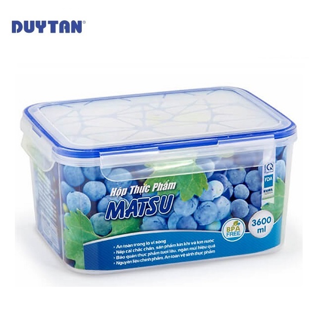 Hộp đựng thực phẩm chữ nhật nhựa Duy Tân Matsu 3600ml (24 x 19 x 12 cm) - 03260 - Hàng chính hãng