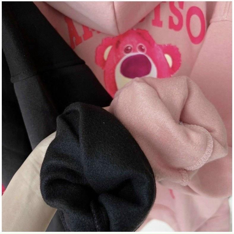 ÁO HOODIE - ÁO KHOÁC NỈ NGOẠI Dây full zip HOOIDE MỚI in GẤU HỒNG LOTSO