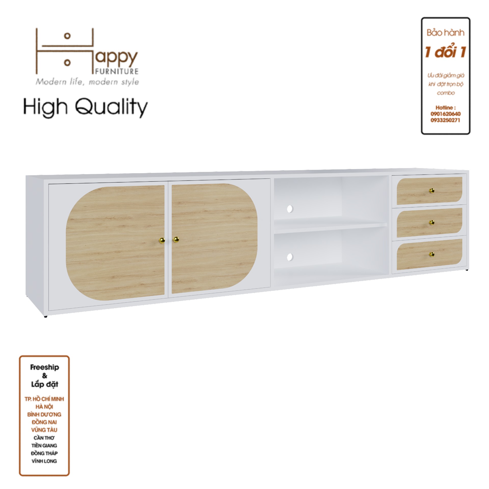 BANA, Kệ TV 2 cửa mở, 220cm x 40cm x 52cm , KTV_031