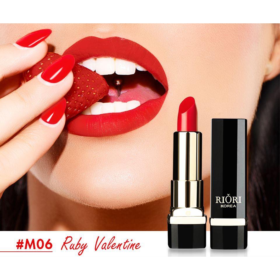 Set 2 Son Lì Màu Hồng Đất Và Đỏ Cam - Son Lì Riori Matte Lipstick Không Chì 6 Màu Son (M01,M06)