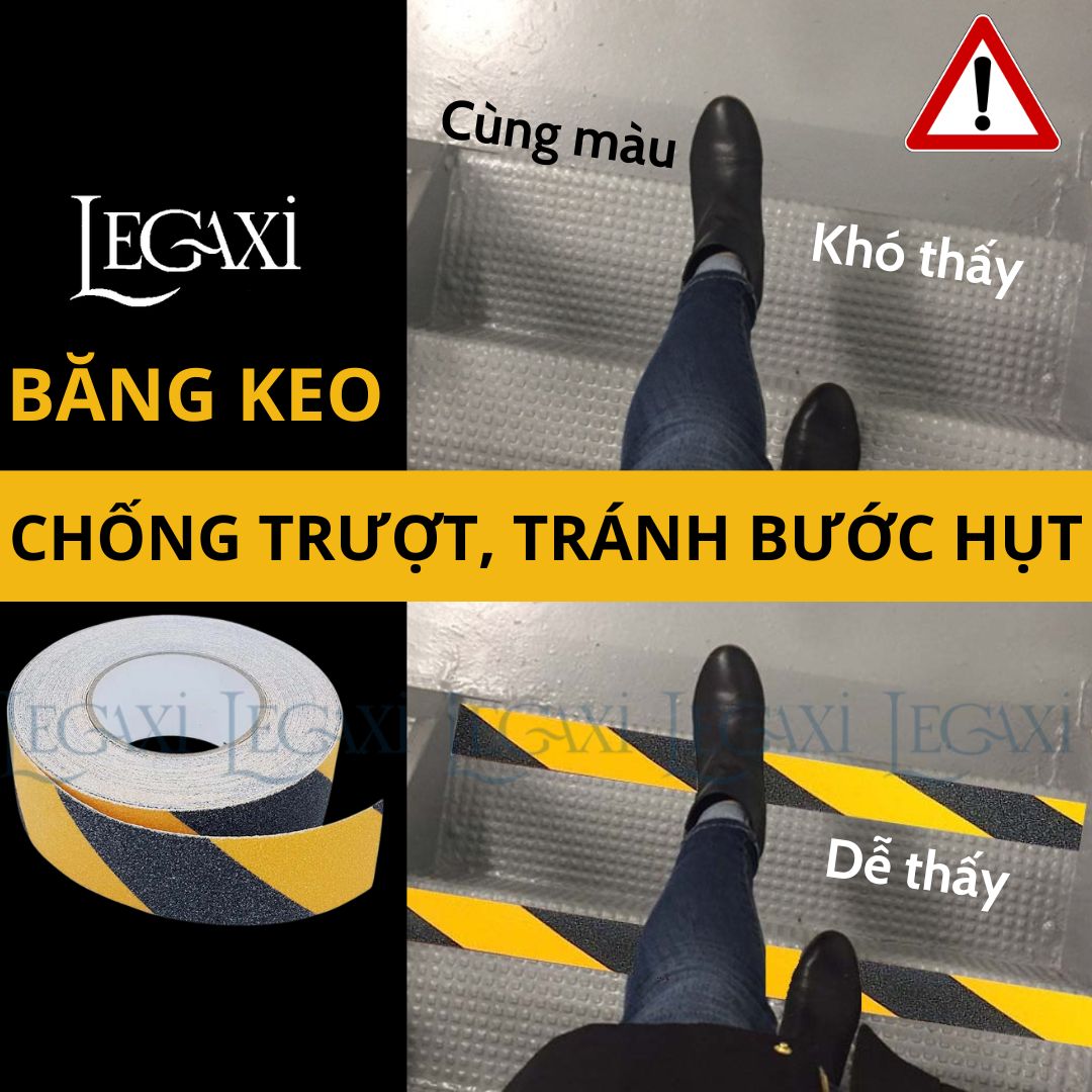 Băng Dính Chống Trơn Trượt Rộng 5cm Dài 10 Mét Sàn Nhà Cầu Thang Bậc Thềm Tránh Bước Hụt An Toàn Legaxi