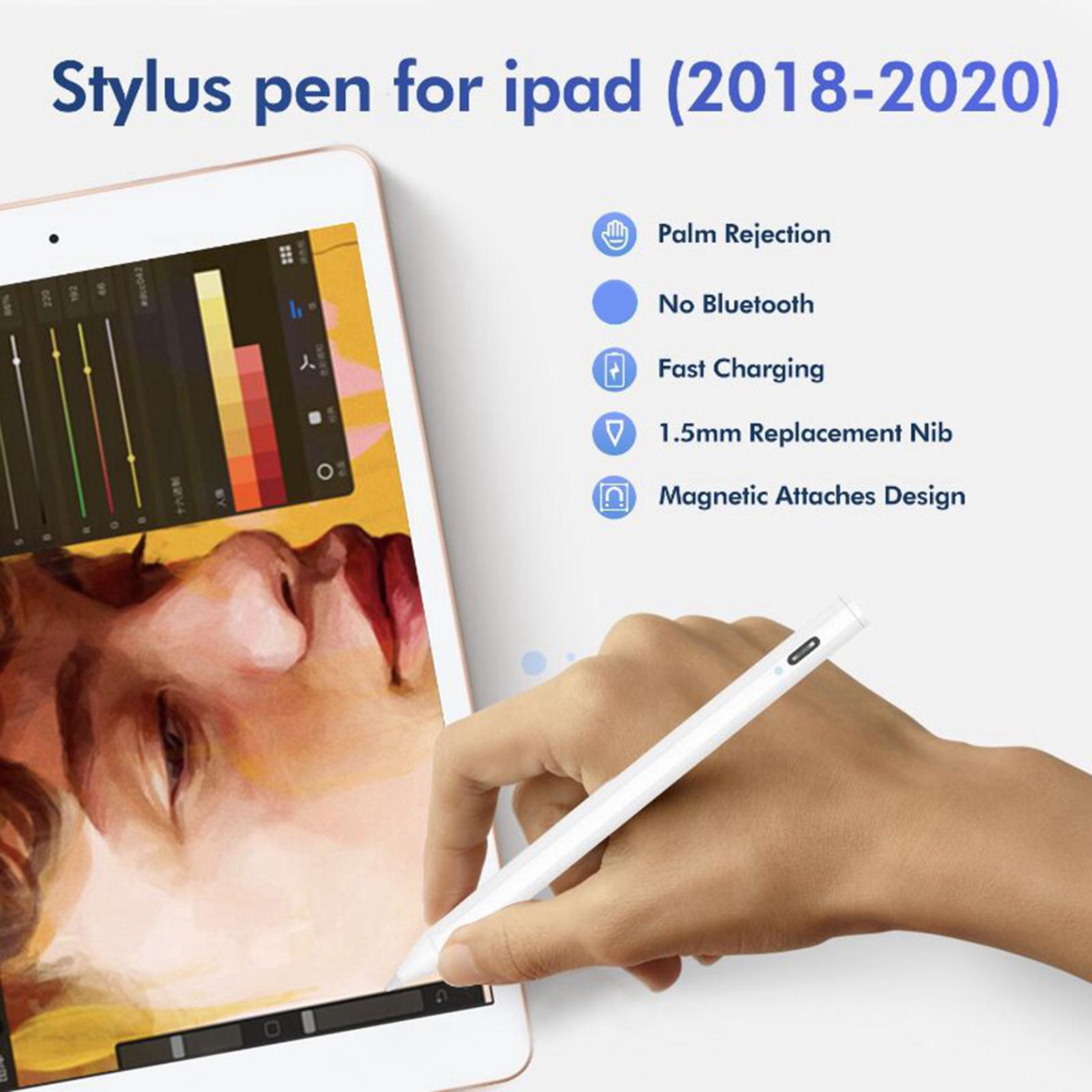 Stylus Pen for Touch Screen, Smooth Precision Capacitive Pen Fine Point Built-in Magnet Automatically Attached, for iPad 2018-2019 Above Version