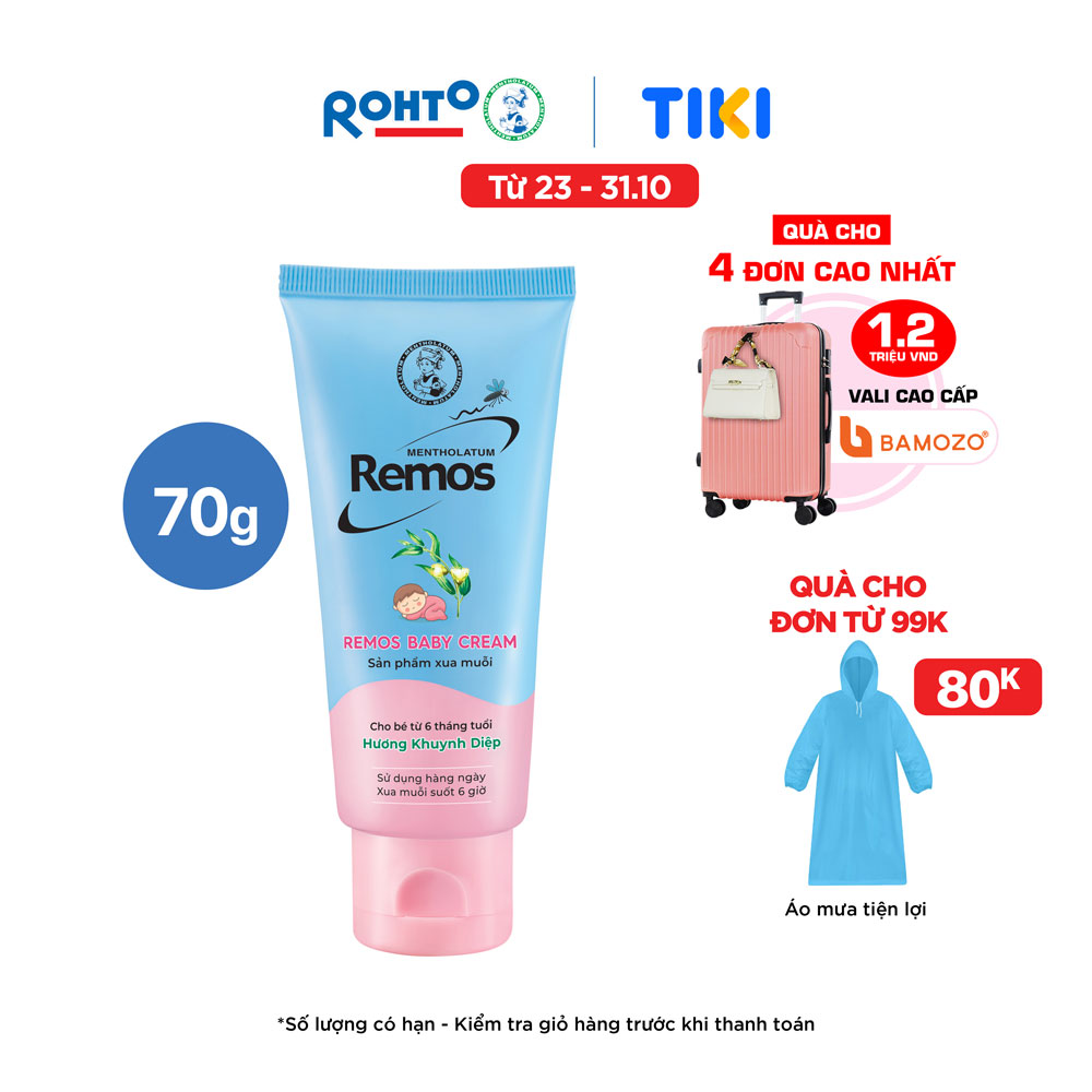 Kem chống muỗi cho bé từ 6 tháng tuổi Remos Mentholatum hương Khuynh diệp
