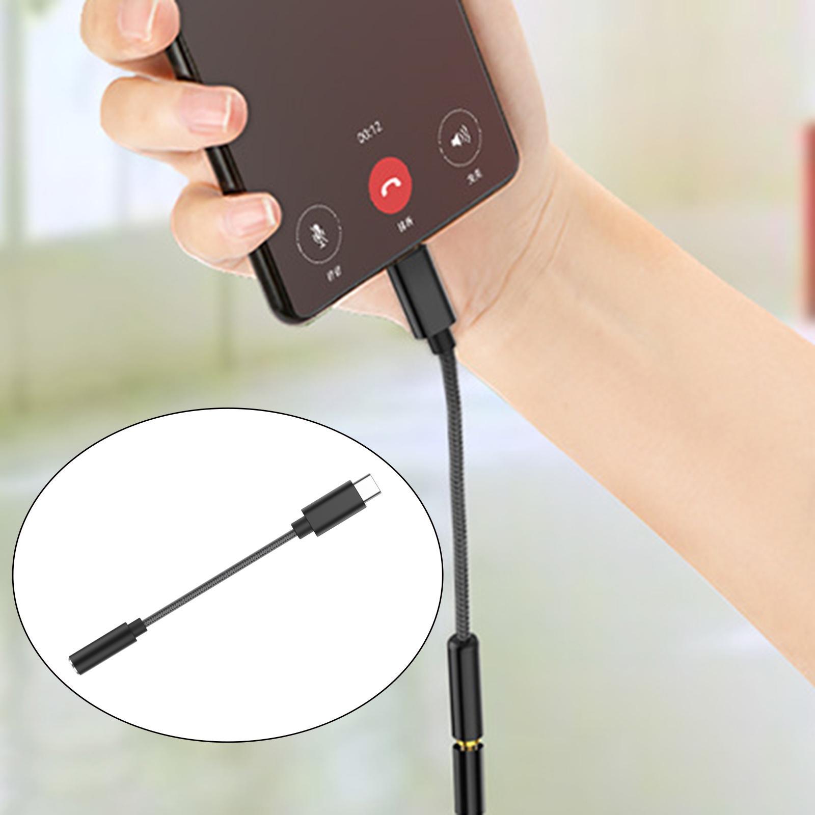 Type C to 3.5mm Audio Adapter Headphone Jack Connector for Cellphones - Black,
