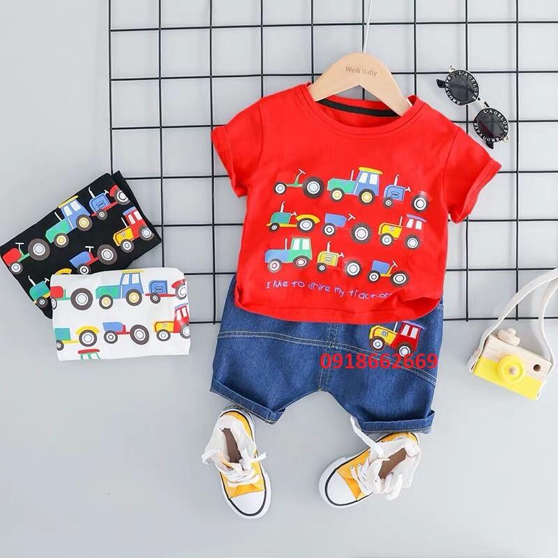 Quần áo bé trai bộ hè cotton 4c size 5-20kg