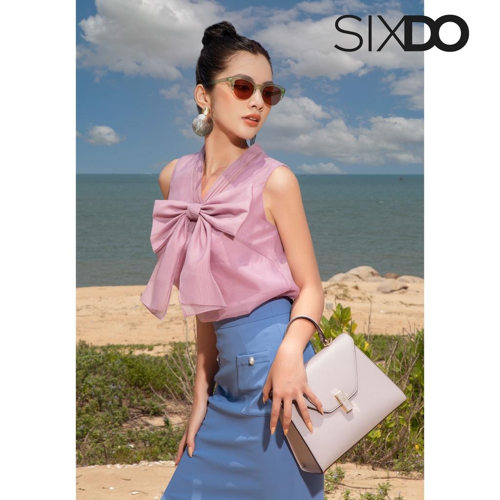 Chân váy xanh phối túi hai bên SIXDO