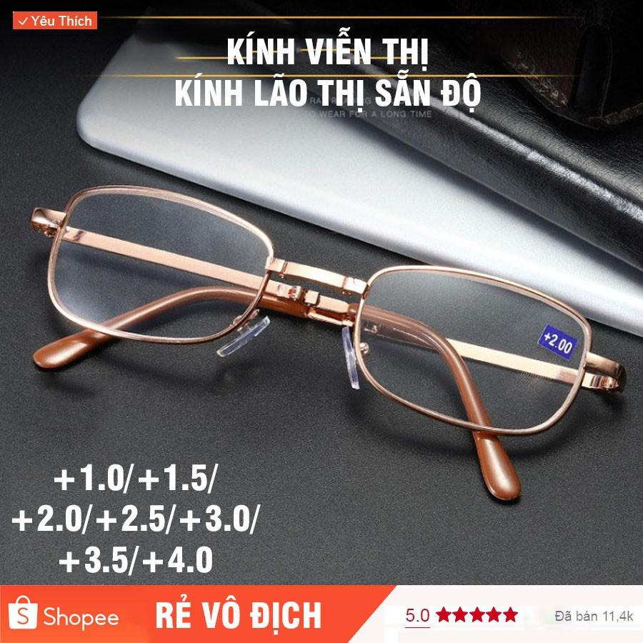 Kính viễn thị gập siêu gọn kèm bao da hàng cao cấp cực tiện lợi (KV01-Nâu)