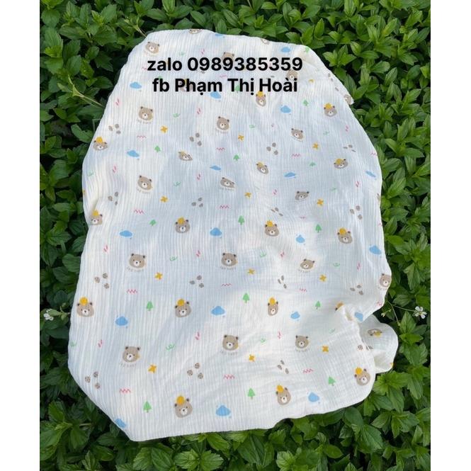 vải xô muslin 2 lớp cao cấp hình con gấu nhiều màu