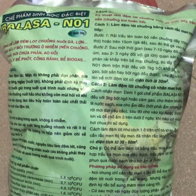 1kg Chế phẩm đệm lót sinh học khử mùi chuồng trại BALASA, xử lý môi trường
