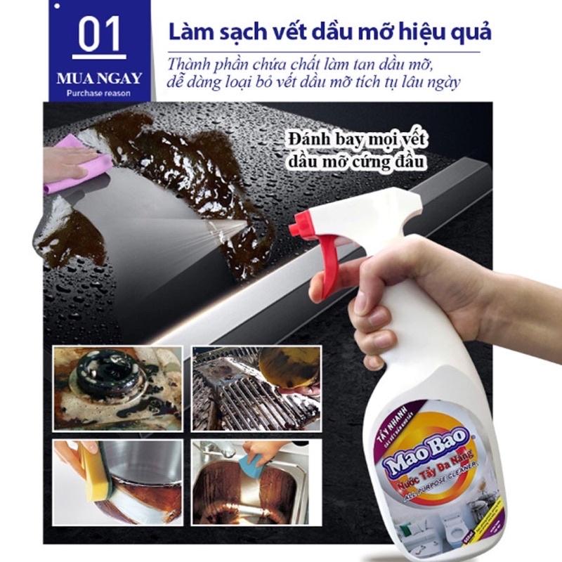 Nước tẩy đa năng Mao Bao (600ml) lau bếp, tẩy nhà tắm, lau kính, lau chùi oto và các vật dụng gia dình