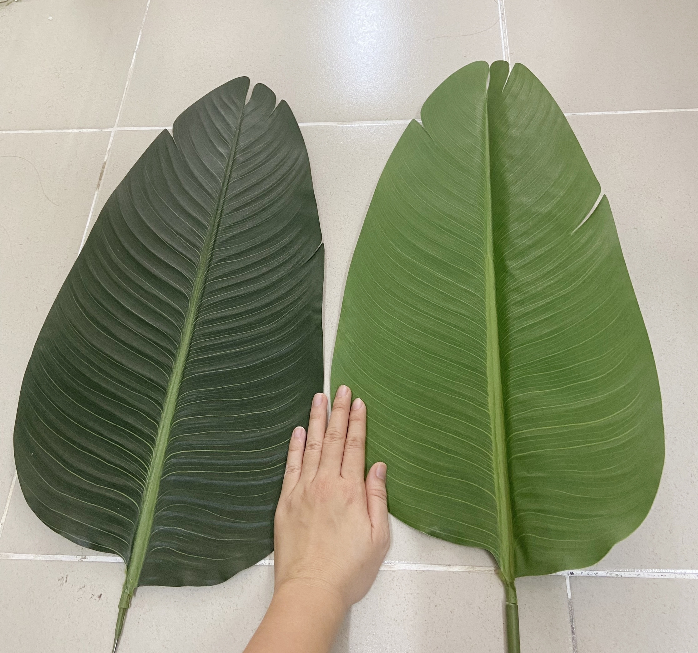 Cành lá chuối giả trang trí nội thất, nhà cửa, lá lụa cực đẹp, dài 94cm, 103cm