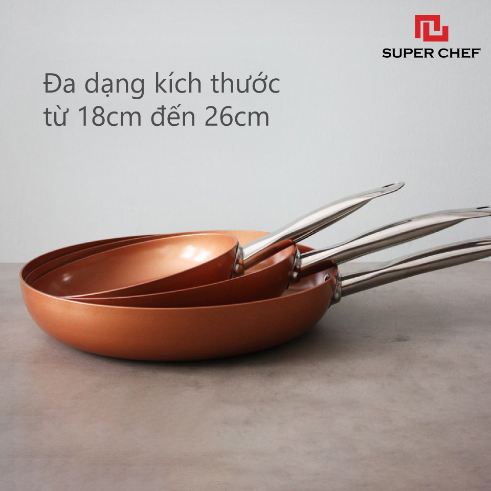 Combo Nồi Chảo Chống Dính Super Chef Đáy Từ Cao Cấp, An Toàn, Bền Bỉ Size NCS24