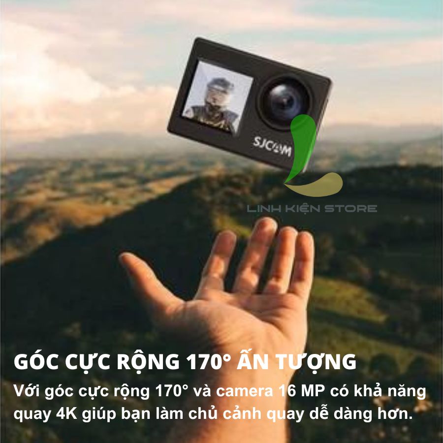 Camera hành trình Sjcam SJ4000 Dual Screen 4K - Máy quay hành động 2 màn hình quay liên tục lên đến 70 phút - Hàng nhập khẩu