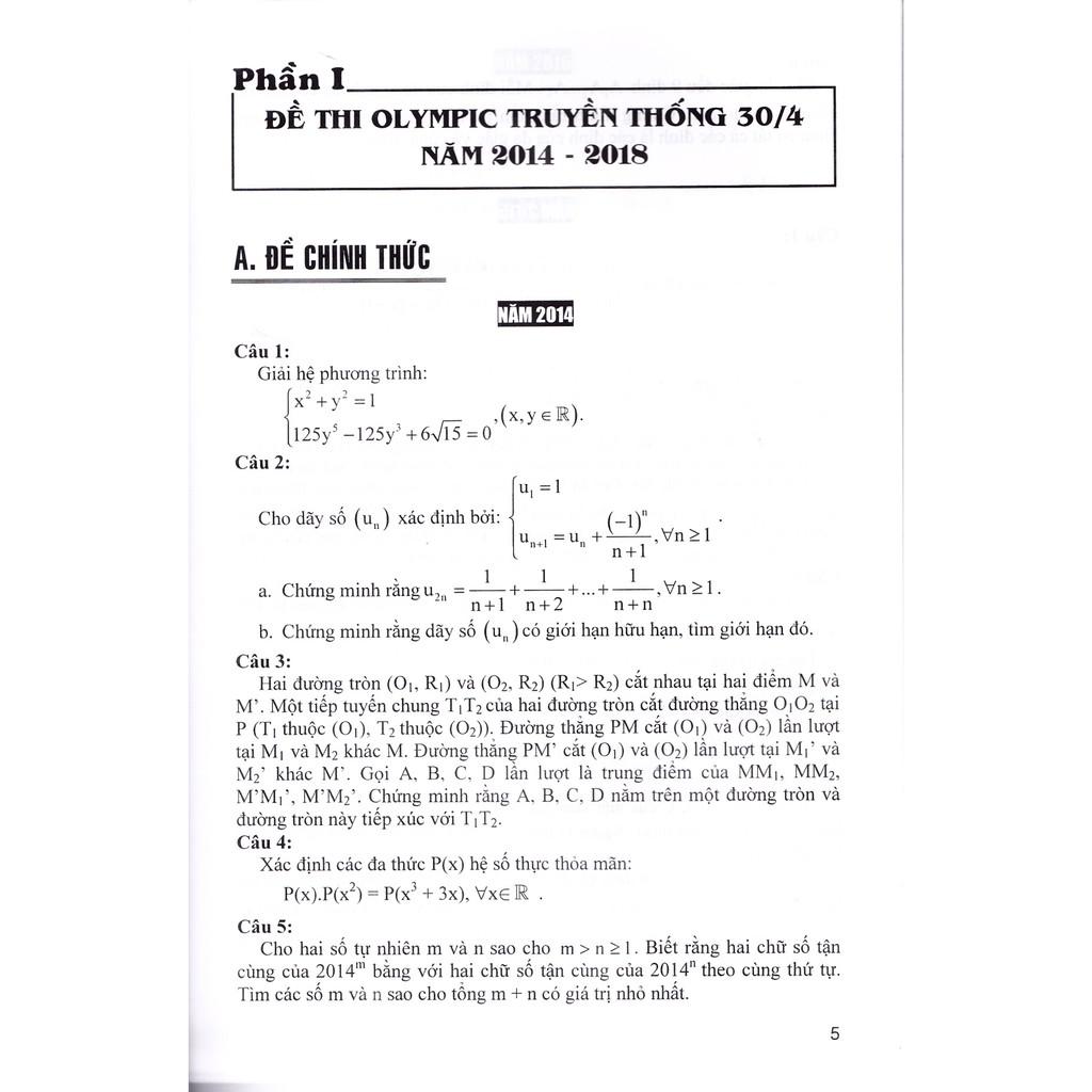Sách - Tổng tập đề thi Olympic 30 tháng 4 Toán 11 (2014 - 2018)