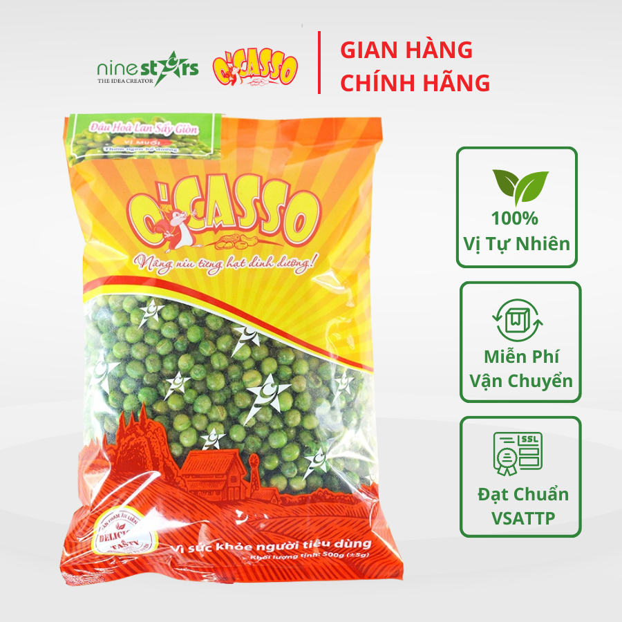 Đậu Hòa Lan Sấy Giòn Vị Muối O'Casso  Gói 500g