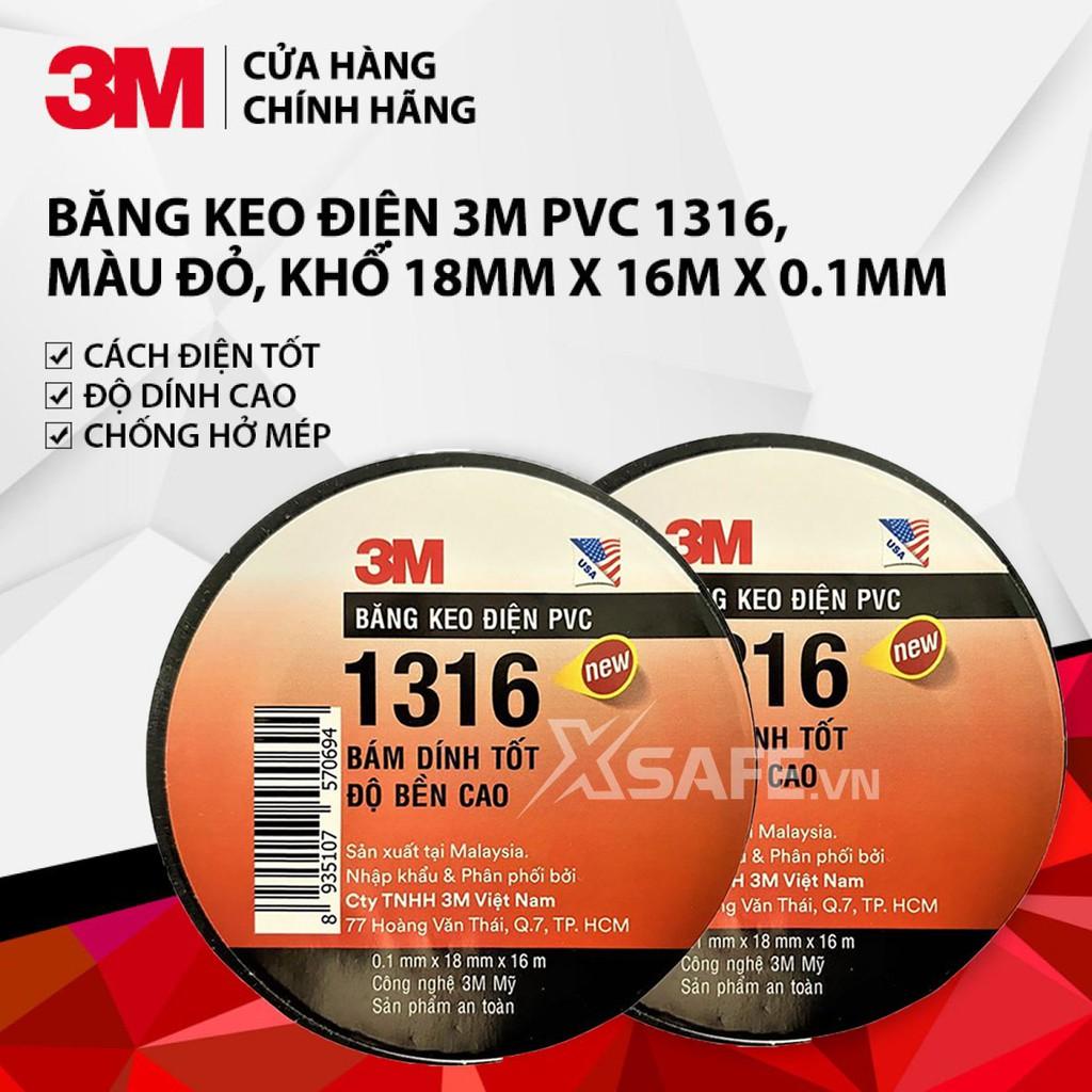 Băng keo PVC 3M 1316 cách điện 600V cực bền siêu dính khổ 18mm x 16m