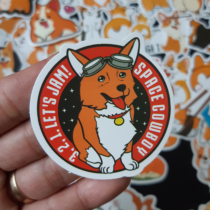 Bộ Sticker dán cao cấp chủ đề CHÚ CHÓ CORGI - Dùng dán Xe, dán mũ bảo hiểm, dán Laptop