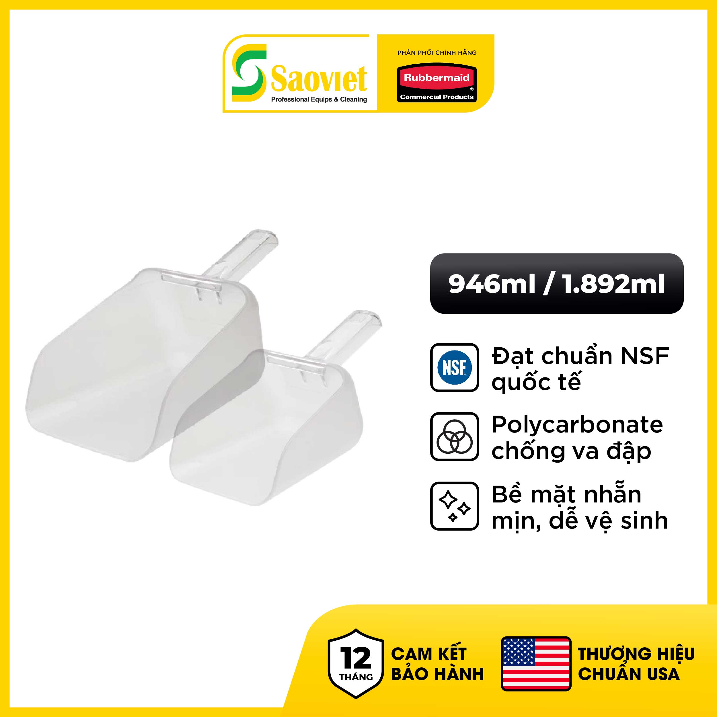 Muỗng Múc Nhựa Đa Năng RUBBERMAID - SKU: FG9F7500CLR/FG9F7600CLR | SAOVIETCO