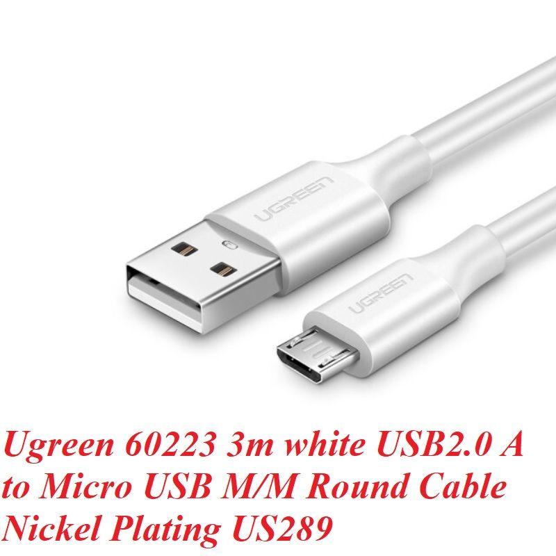 Ugreen UG60223US289TK 3M micro usb 2.0 màu Trắng Cáp hỗ trợ sạc nhanh và truyền dữ liệu - HÀNG CHÍNH HÃNG