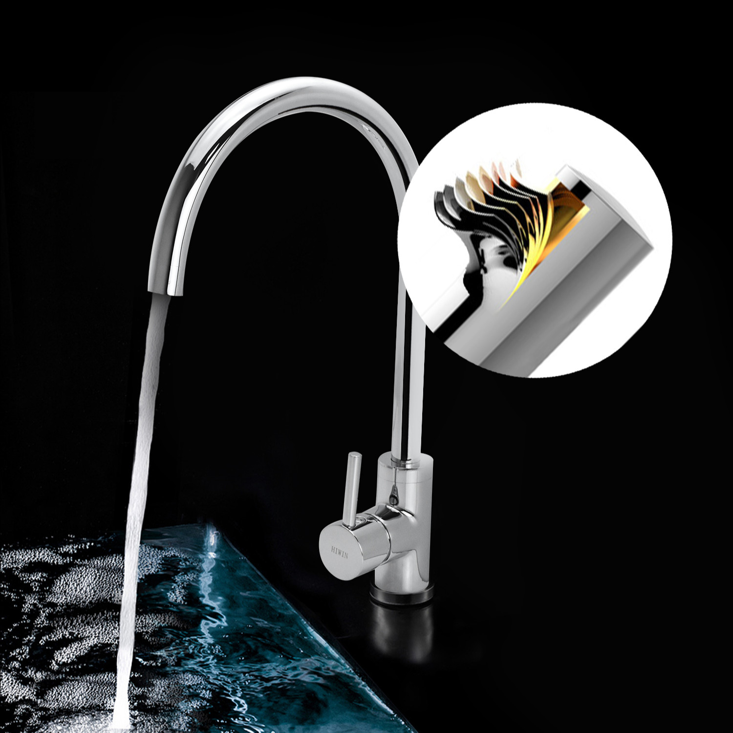 Combo vòi bếp KF-923 + vòi lavabo KF-765 đồng gương sáng bóng cao cấp Hiwin