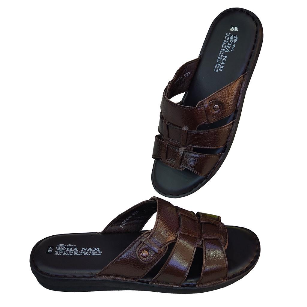 Dép Nam Quai Ngang Da Bò Thật TiTi ĐÔ Cao Cấp DNA2118d