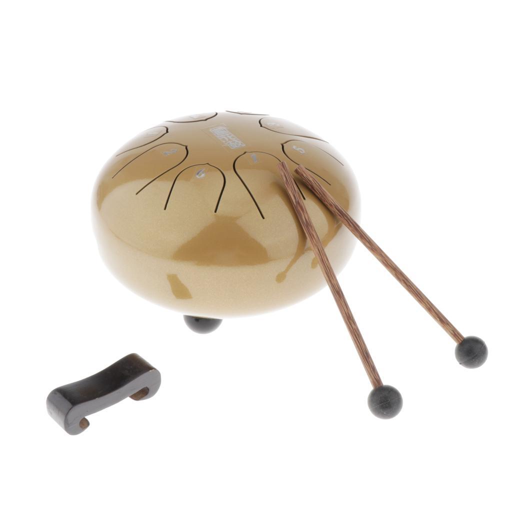 6 Inch Mini 8-Tone Steel Tongue Drum F Key Percussion Instrument Hand Pan Drum with 2pcs Drum Mallets