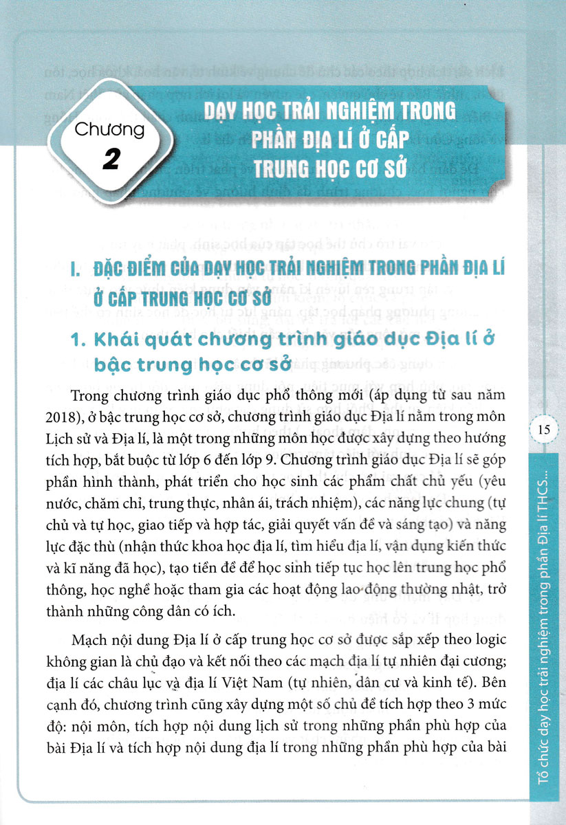 Tổ Chức Dạy Học Trải Nghiệm Trong Môn Lịch Sử Và Địa Lí THCS - Phần Địa Lí (Theo Chương Trình GDPT 2018 Và SGK Mới)