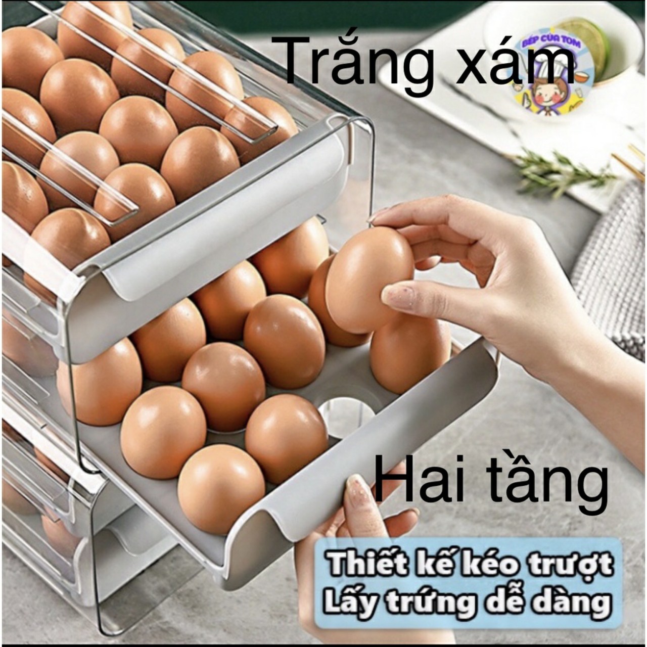 Khay Đựng Trứng Trong Tủ Lạnh 2 Tầng Vỏ Hộp Ngoài Được Làm Bằng Chất Liệu Nhựa PP Trong Suốt Siêu Bền - HÀN CHÍNH HÃNG MINIIN