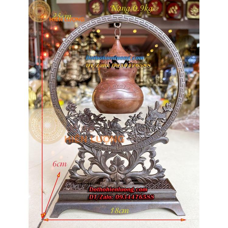 Lư Xông Trầm Treo Quả Hồ Lô Màu Nâu Bằng Đồng Nguyên Chất Kích Thước 18x6x25cm, Nặng 0,9kg Đẹp