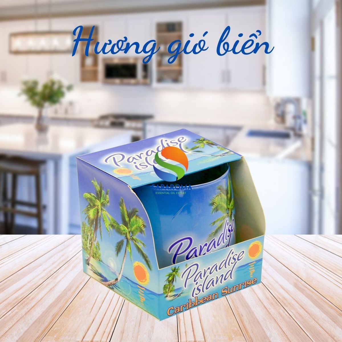 Ly nến thơm tinh dầu Bartek Paradise Island 100g QT02780 - hương gió biển, nến trang trí, thơm phòng, thư giãn, Hỗ trợ khử mùi