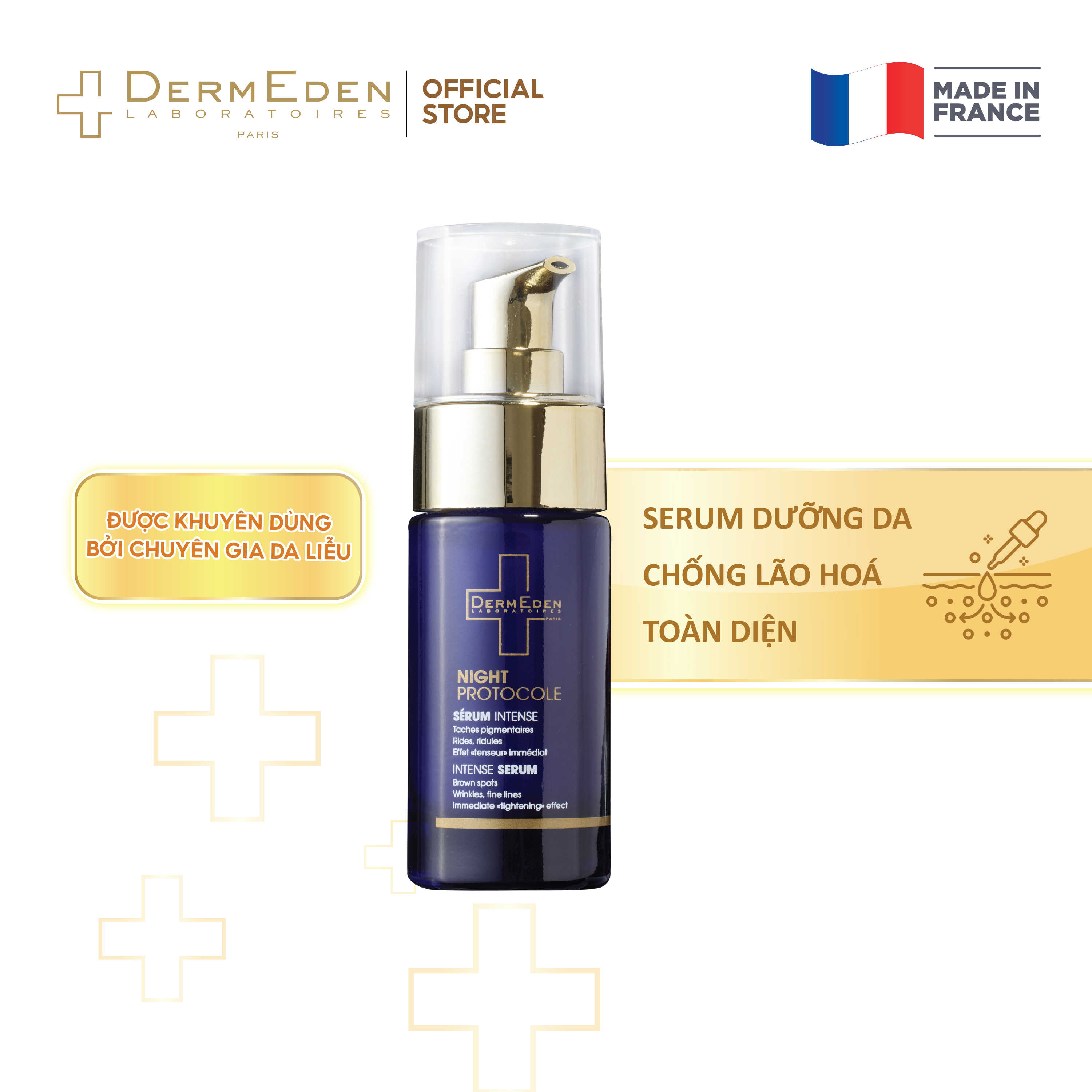 Serum chống lão hóa da và giảm nám tàn nhang DERMEDEN Intense Anti-ageing Retinol 1% + Niacinamide 5% 30ml